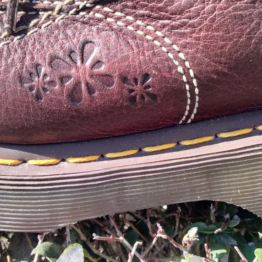 A pair of 12281 Ankle Flower Brown Boots.